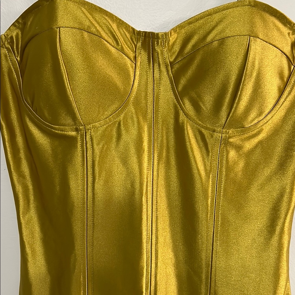 Stylish Gold Satin Bustier - Picture 3 of 12